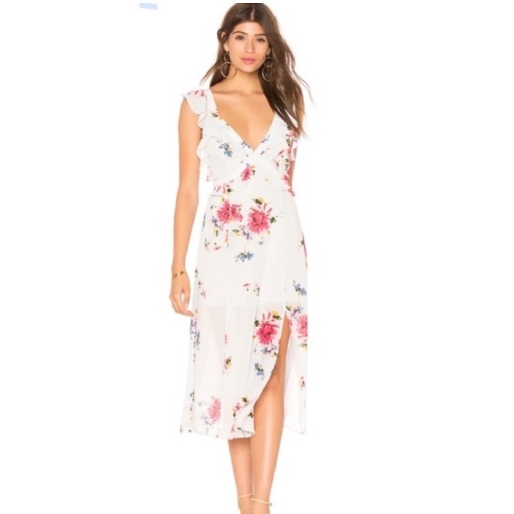 ASTR The Label Milani Dress in Ice Blue Multi Floral
